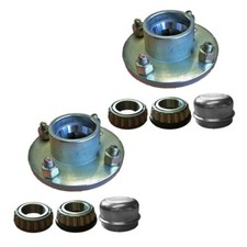 Pair of Trailer Cast Wheel Hubs 4 Stud 4" PCD Taper Bearing - SUIT 1" Axle Shaft