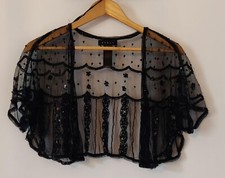 Debut @ Debenhams sheer mesh sequin black shrug cover-up S/M