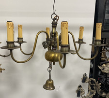 Antique Flemish Brass 6 Arm Chandelier H30cm W55cm