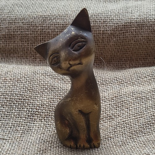 Vintage solid brass cat - vintage,