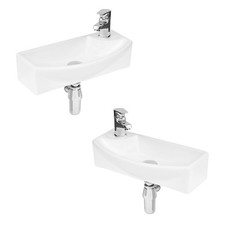 Hudson Reed Juno Compact Wall Hung Wash Basin 1 Tap Hole White Ceramic Sink