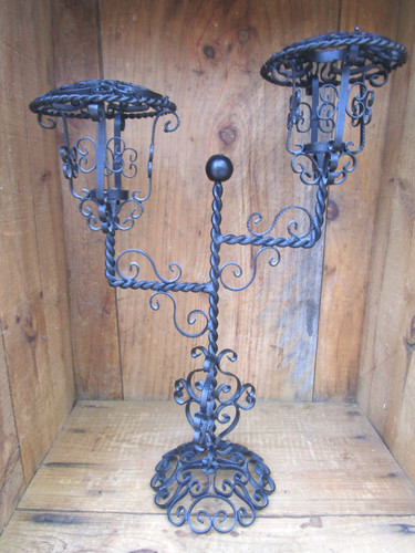 Vtg wrought iron - iron, candelabra