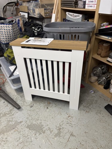 White wooden radiator cover - white,