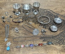 Solid Silver Jewellery Joblot Rings Bracelets Necklaces 326g
