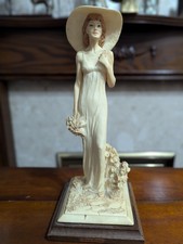 Vittorio Tessaro Italian Lady Figurine – Vintage Sculpture on Wooden Base