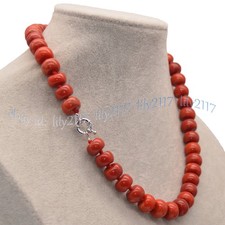 Genuine Natural Red Coral Irregular Rondelle Gemstone Beads Necklace 14-48 inch