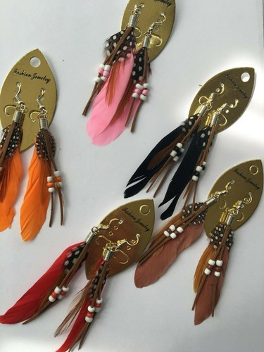 Women natural feather dangle - women,