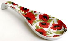 Red Poppy Ceramic Spoon Rest 22cm Medium Poppies Porcelain Spoon Decorated UK