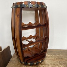 Wine Rack Barrel 8 Bottle Wood Holder Storage Rustic Traditional