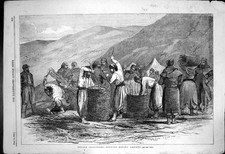 Antique Old Print Before Sebastopol Zouaves Making Gabions Basket Work 1855