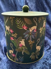 Beautiful Sara Miller Biscuit Tin Green With Lemur Pattern