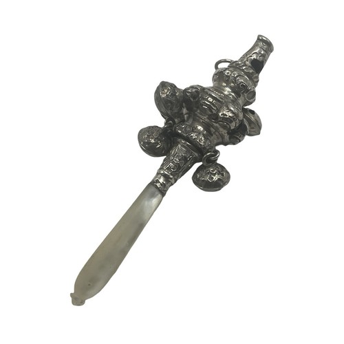 Silver rattle with mother - silver,