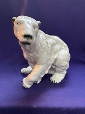 LARGE VINTAGE ROYAL DUX PORCELAIN POLAR BEAR STATUE FIGURINE APPLIED TRIANGLE