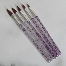 Acrylic Brush Set 5PC PURPLE SPECKLE Nail Art Brush Set Sizes 2 4 6 8 10 UK