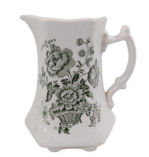 Crown Devon Fieldings Milk Jug White With Green Flower Basket 400ml Vintage