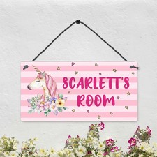 Personalised Pink Unicorn Door