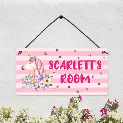 Personalised pink unicorn door - personalised,