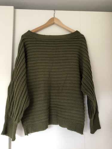 Green ribbed drop shoulder - green,