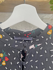 M&S black floral midi tea
