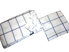 NAUTICA WINDOW PANE SHADOW BLUE & WHITE (2P) TWIN  FLAT SHEET, & P/CASE