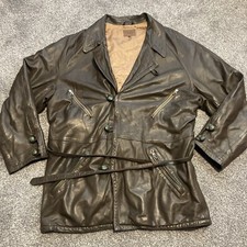 Vintage Ian Mankin Leather Bomber Jacket Button Up Men's Large 102cm/40” Retro