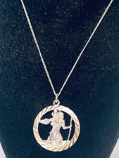 STERLING SILVER 19.5" NECKLACE CHAIN & TRADITIONAL ST CHRISTOPHER TRAVEL PENDANT