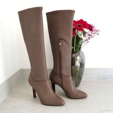 Reiss Cressida Knee High Taupe Leather Womens Boots UK5 EU38