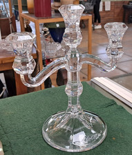 Vintage Crystal Glass 3-Arm Candelabra: 26cmH x 23cmW