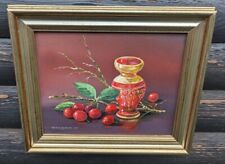 SMALL STILL LIFE FRAMED ORIGINAL OIL PAINTING STATEMENT ARTWORK 