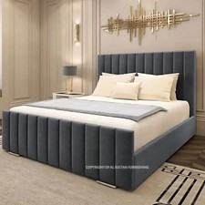 NEW OTTOMAN STORAGE BED PLUSH VELVET DIVAN BED FRAME DOUBLE & KING SIZE