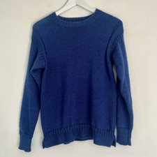 WoolOvers Jumper Blue S UK 8 Wool Crew Neck Knitwear Scandi Minimal Cottagecore