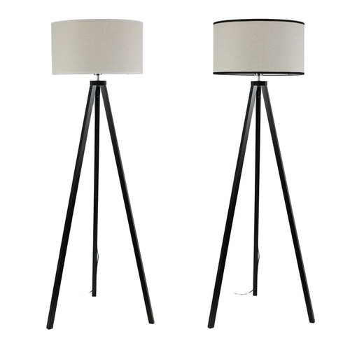 Black wood tripod floor lamp - black,
