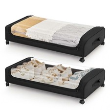 Boic 2 Pack Under Bed Storage On Wheels, 50L Foldable Underbed Storage Boxes...