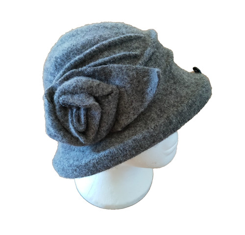 Ladies grey wool bucket hat - grey,
