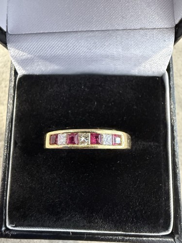 18ct gold ruby diamond half - ruby, &