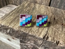 Vintage Enamel DUCHAMP Cufflinks Multicoloured