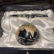 Clere Concepts Gemstone Globe Paperweight & Matching Pen Set – Boxed Gift 