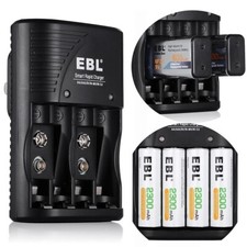 4 Slot Rapid Battery Charger for AA/AAA Ni-MH 9V Ni-CD Rechargeable Batteries