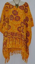 HIBISCUS Yellow Kaftan Blouse Top Baggy T-Shirt OverSize Ladies Fringe Festive