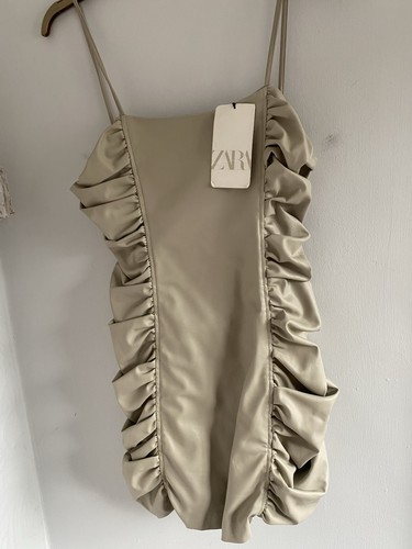 Bnwt zara faux leather draped - zara,