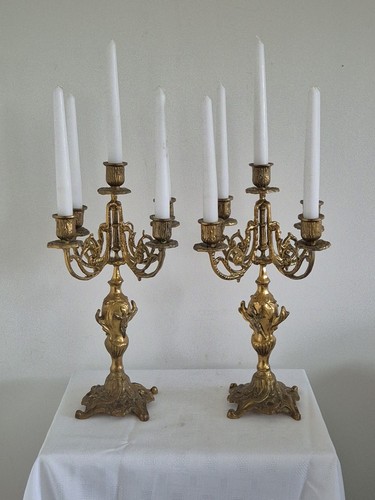 Pair antique 1800s candlelarba - pair,