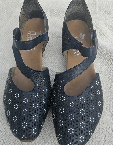 Rieker navy blue heeled shoes - rieker,