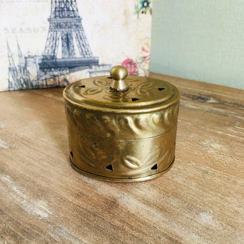 Vintage brass potpourri box - potpourri,