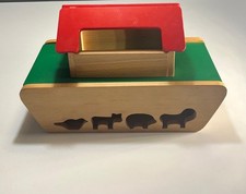 Vintage traditional Wooden Noah’s Ark Toy Set Children's Animals
