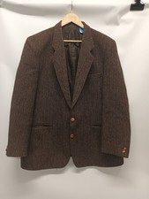 Dunn & Co Men's Harris Tweed Jacket Brown 100% Wool Size 44"