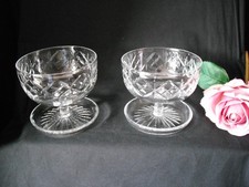 Pair of Lead Crystal Glass Sundae, Trifle, Prawn Cocktail Dishes