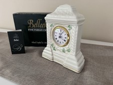Belleek Cashel Clock with Shamrocks - creamy Parian China