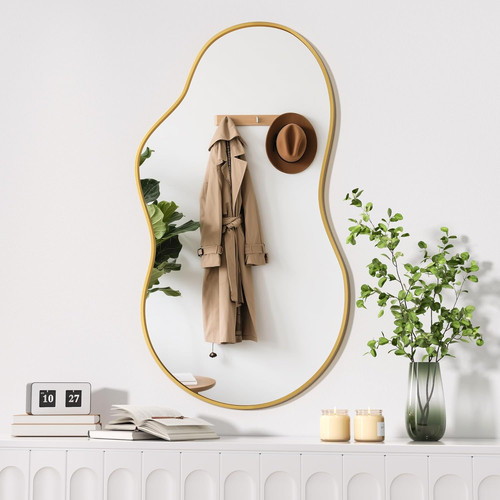 Asymmetrical gold wall mirror - gold,