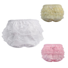 Baby Girls Frilly Pants - Summer Lace Knickers Newborn - 18 Mth White Pink Lemon