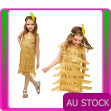 20s Girls Gatsby Costume 1920s Child Kids Gold Flapper Charleston Fancy Dress